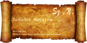 Szőlősi Natália névjegykártya